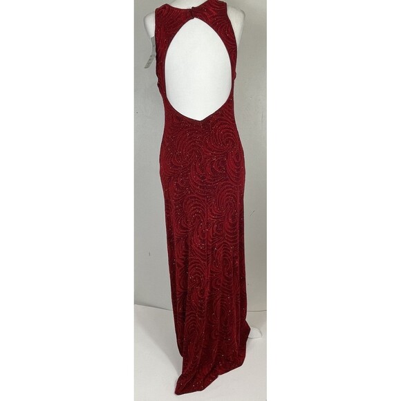 Vintage y2k 90s Cache Prom Formal Dress Glitter Maxi Fitted M Red Whimsical USA - Picture 6 of 16